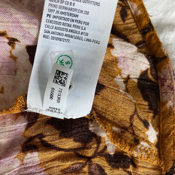 AE Boho Orange Floral Tie Front Crop Top Size L - Picture 11 of 13